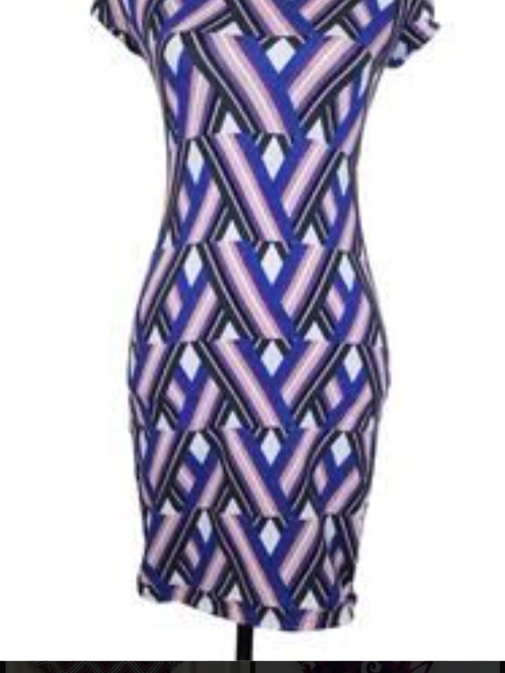Geometric Print  Dress - Purple Multi